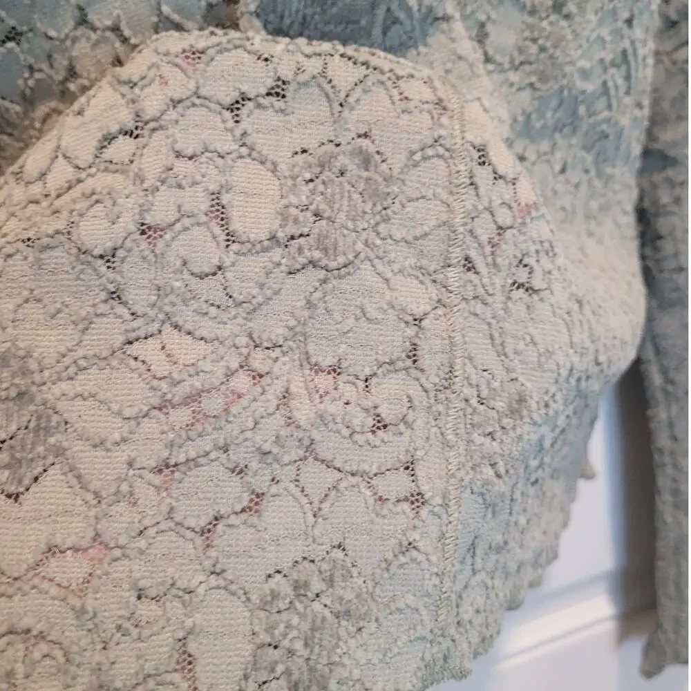Free People Cloud Ride Lace Blouse L Sea Grass Boho Romantic Festival Feminine